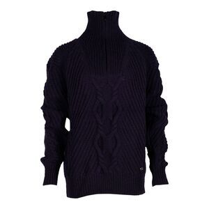 Chanel Cable Knit Pullover in Navy Blue Wool